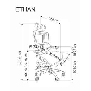 Fotel gabinetowy ETHAN popielaty Fotel gabinetowy ETHAN popielaty
