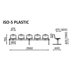 Ławka do poczekalni ISO-5 PLASTIK Ławka do poczekalni ISO-5 PLASTIK
